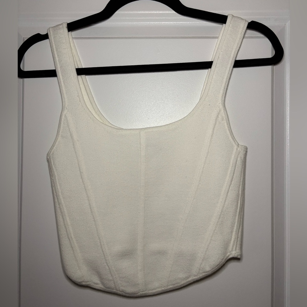 BABATON Sculpt Knit Bustier Top in Light Birch